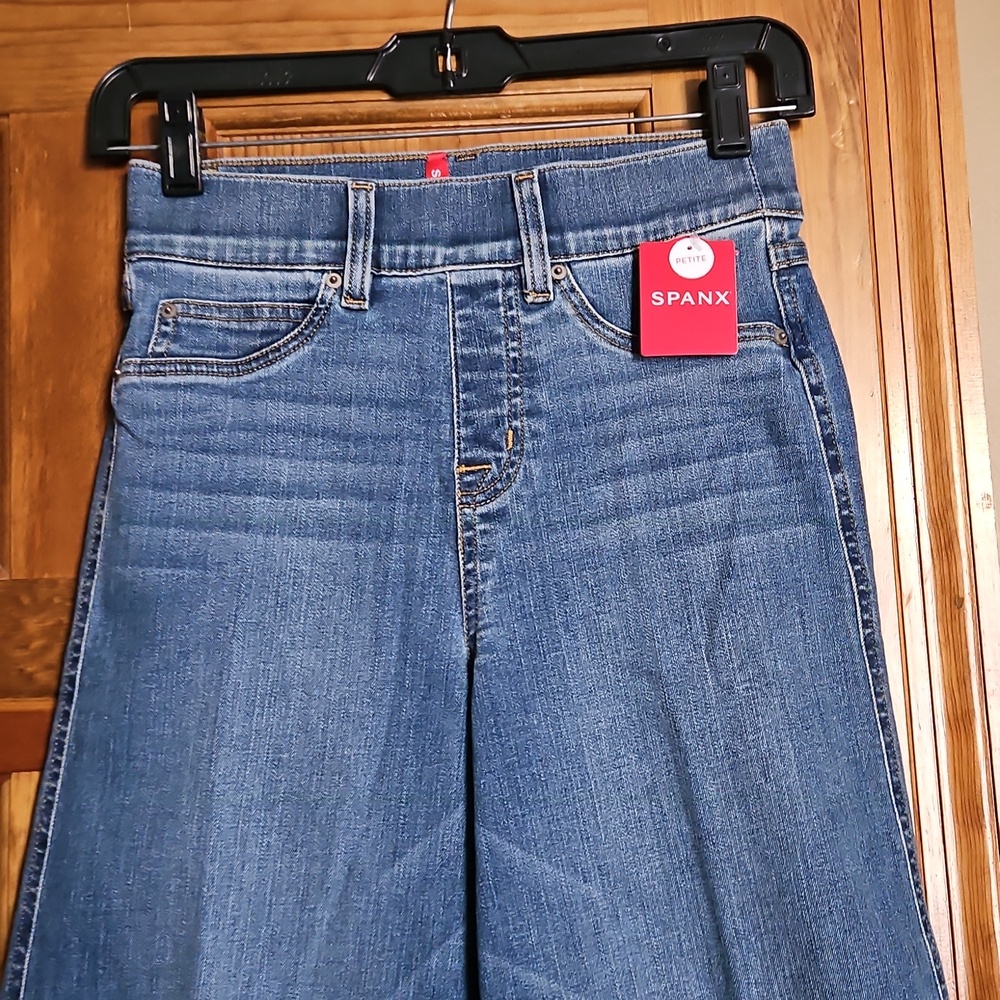 Spanx Seamed Front Wide-Leg High-Rise Denim Jeans-NWT - Picture 5 of 11